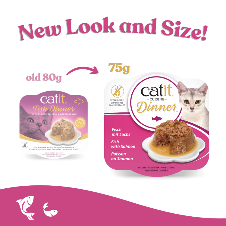Catit Fish Dinner, Salmon & Green Beans 75 g, 6 pcs/box