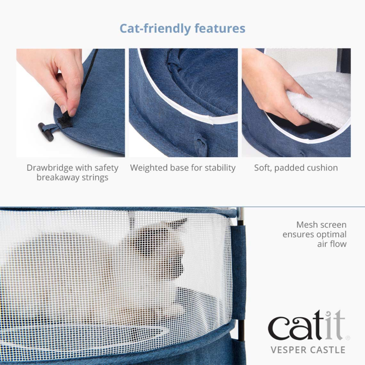 Catit Vesper Cat Tower Castle Blue, 48x48x95 cm