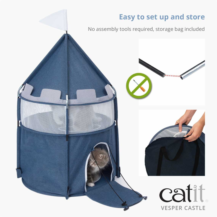 Catit Vesper Cat Tower Castle Blue, 48x48x95 cm