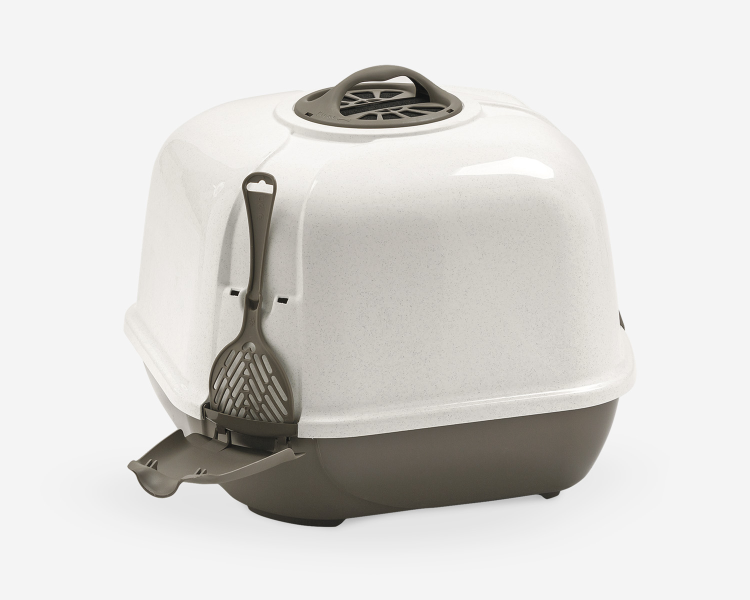 Corner Cat Litter Box Grey & White 54 x 40 x 55 cm