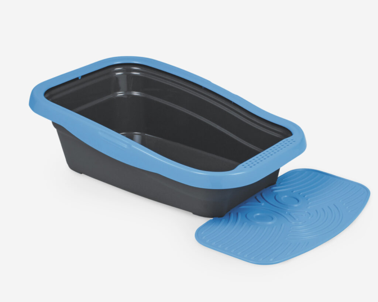 Nella Kit Cat Litter Tray with Mat Blue 80 x 36.5 x 18 cm