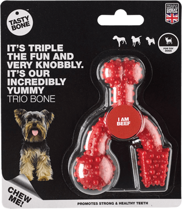 TastyBone Nylon Trio Bone Toy Dog, Beef Flavor