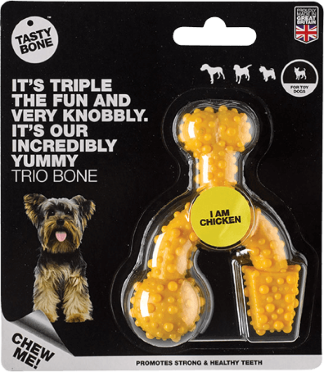 TastyBone Nylon Trio Bone Toy Dog, Chicken Flavor