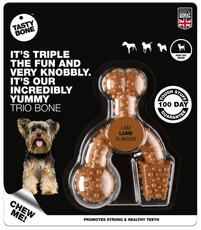 TastyBone Nylon Trio Bone Toy Dog, Lamb Flavor