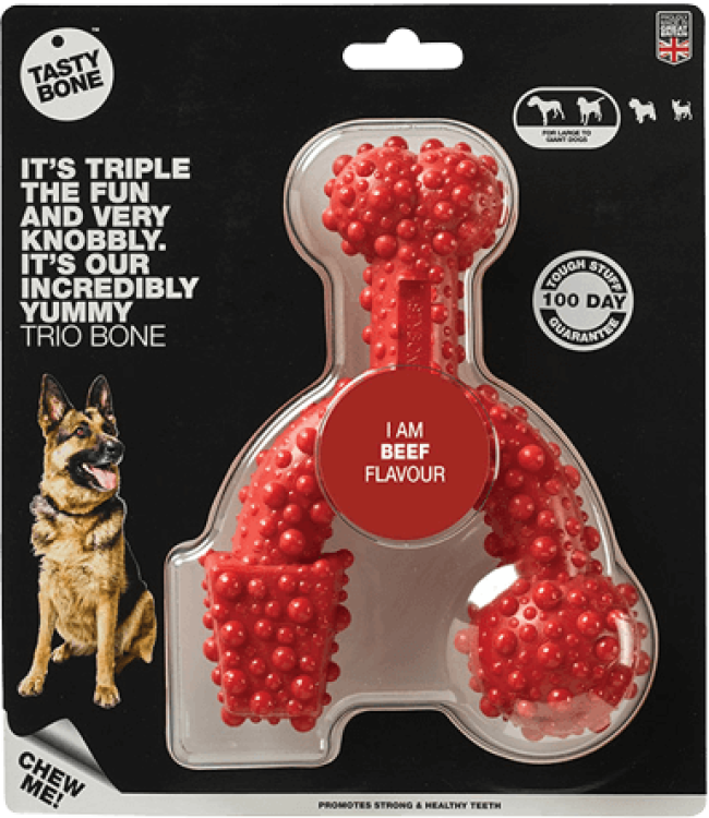 TastyBone Nylon Trio Bone Toy for Large Dogs, Beef Flavor