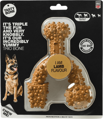 TastyBone Nylon Trio Bone Toy for Large Dogs, Lamb Flavor