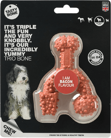 TastyBone Nylon Trio Bone Toy for Small Dogs, Bacon Flavor