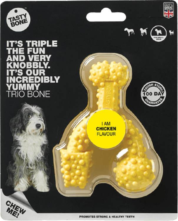 TastyBone Nylon Trio Bone Toy for Small Dogs, Chicken Flavor