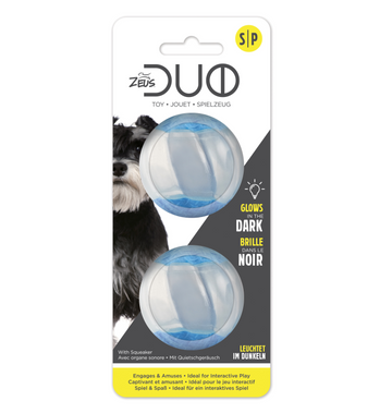 Zeus Duo Ball with Squeaker & Glow 2pk