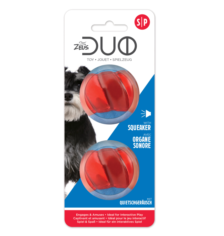 Zeus Duo Ball with Squeaker 2/pk, 5 cm