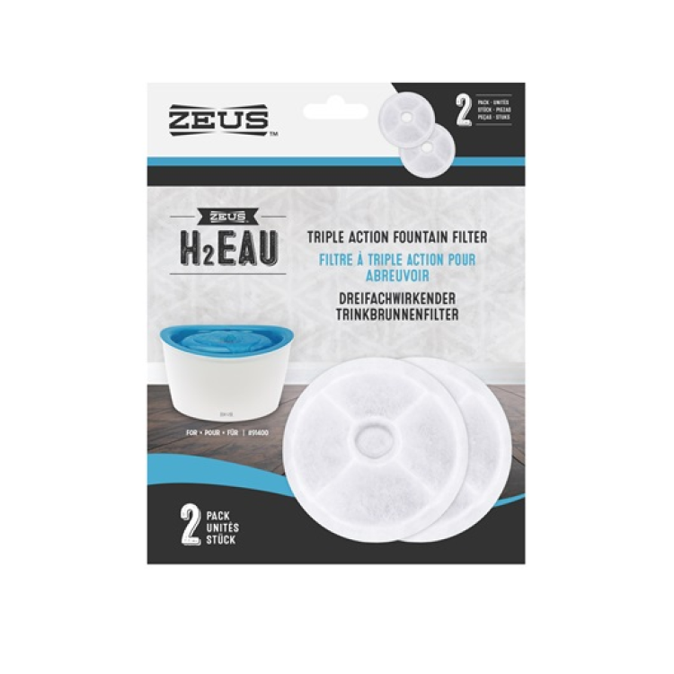 Zeus H2EAU Replacement Triple Action Fountain Filter 2/pk