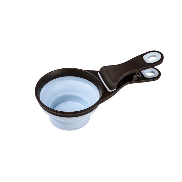 2-in-1 Silicone Measuring Cup with Food Bag Clip Blue, 473 ml