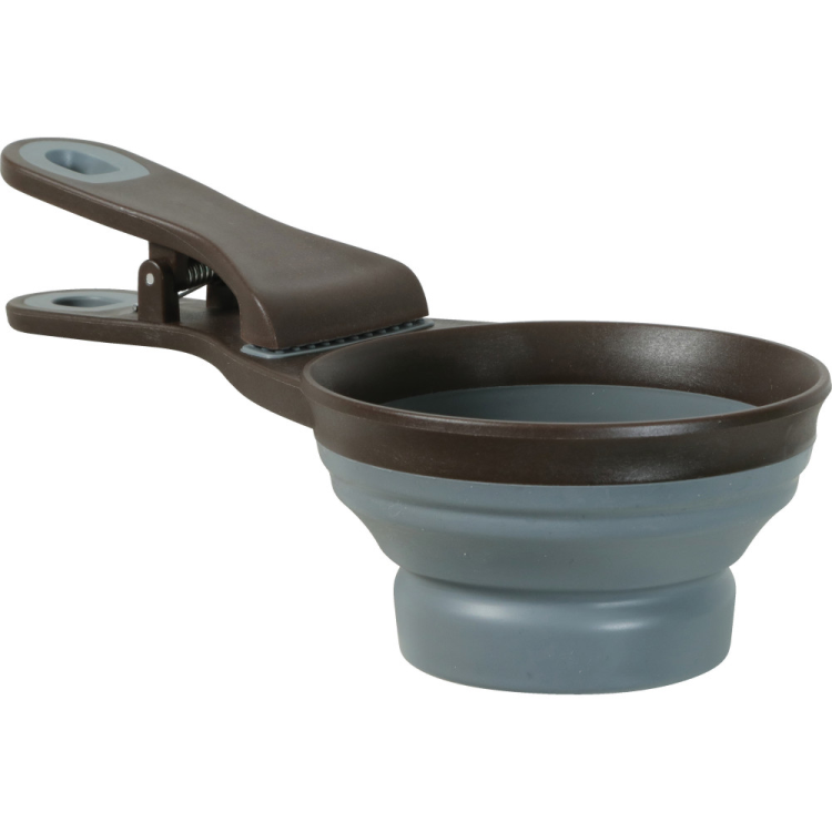 2-in-1 Silicone Measuring Cup with Food Bag Clip Grey, 237 ml