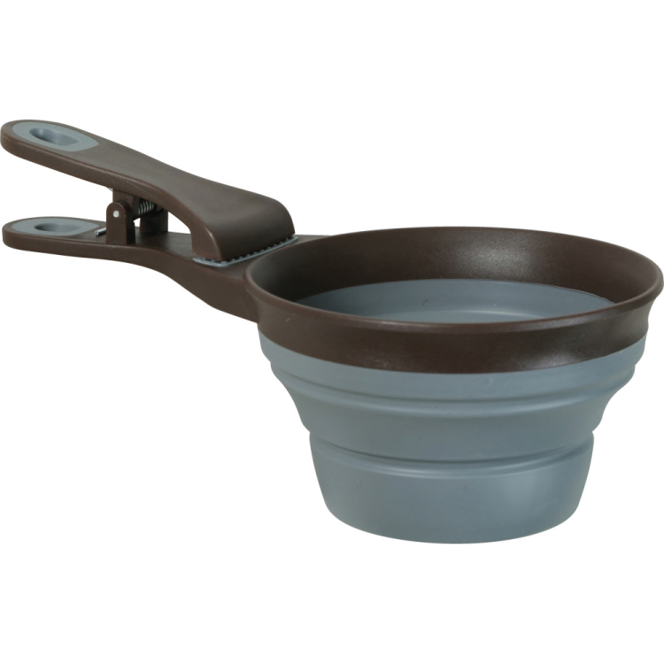 2-in-1 Silicone Measuring Cup with Food Bag Clip Grey, 473 ml