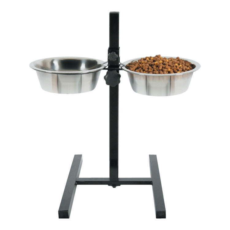 Adjustable Stand with Stainless Steel Dog Bowls 1.5 L