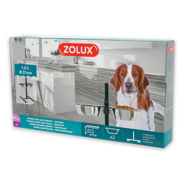 Adjustable Stand with Stainless Steel Dog Bowls 1.5 L