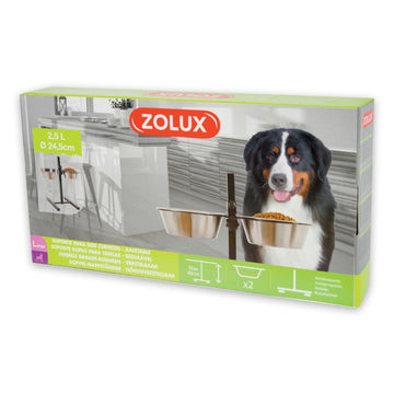 Adjustable Stand with Stainless Steel Dog Bowls 2.5 L