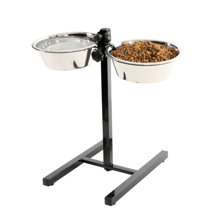 Adjustable Stand with Stainless Steel Dog Bowls 2.5 L