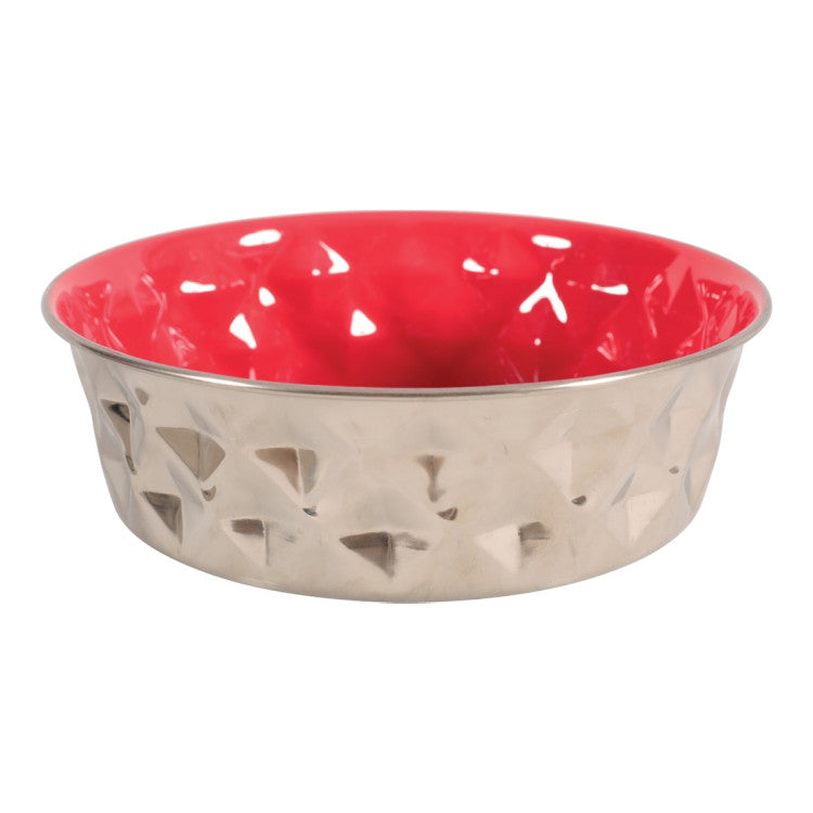 Diamonds Stainless Non-Slip Dog Bowls Red, 2.6 L