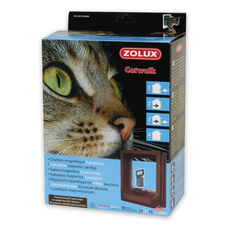 Magnetic Cat-flap for Wooden Door Brown