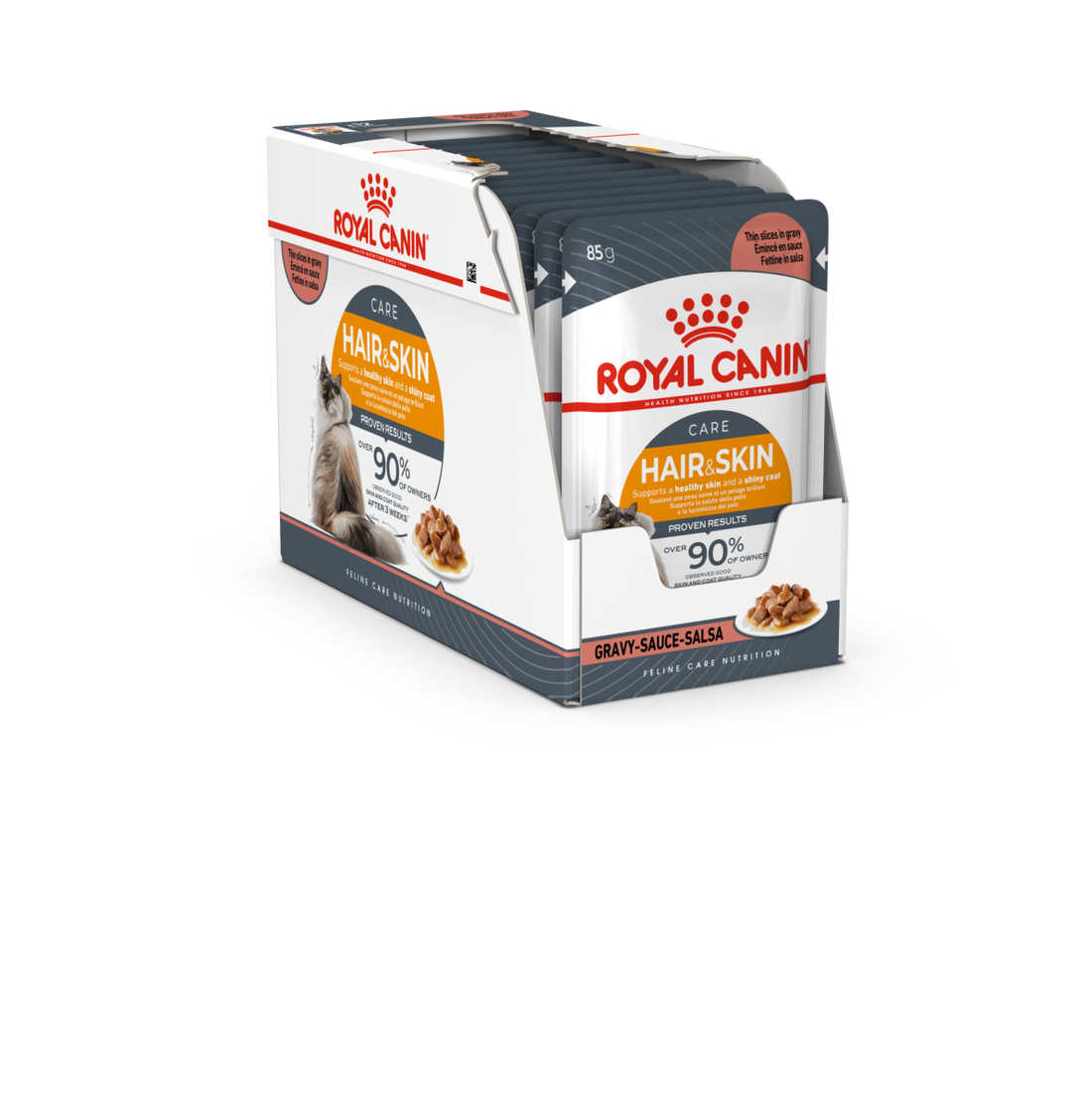 Royal Canin Feline Care Nutrition Hair & Skin Gravy (Wet Food - Pouches) 12 x 85 g
