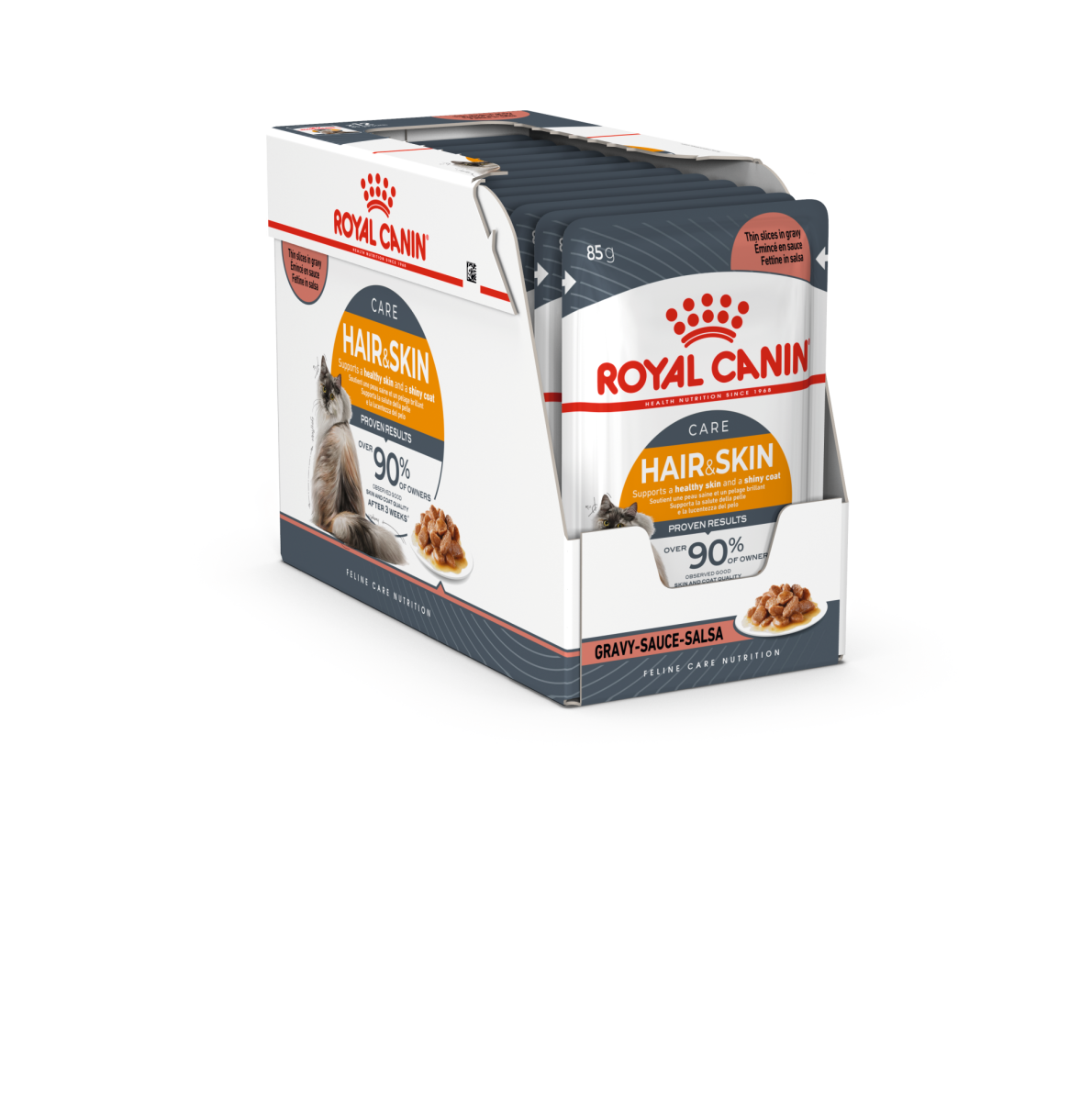 Royal Canin Feline Care Nutrition Hair & Skin Gravy (Wet Food - Pouches) 12 x 85 g