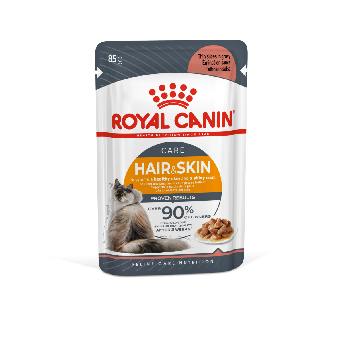 Royal Canin Feline Care Nutrition Hair & Skin Gravy (Wet Food - Pouches) 12 x 85 g