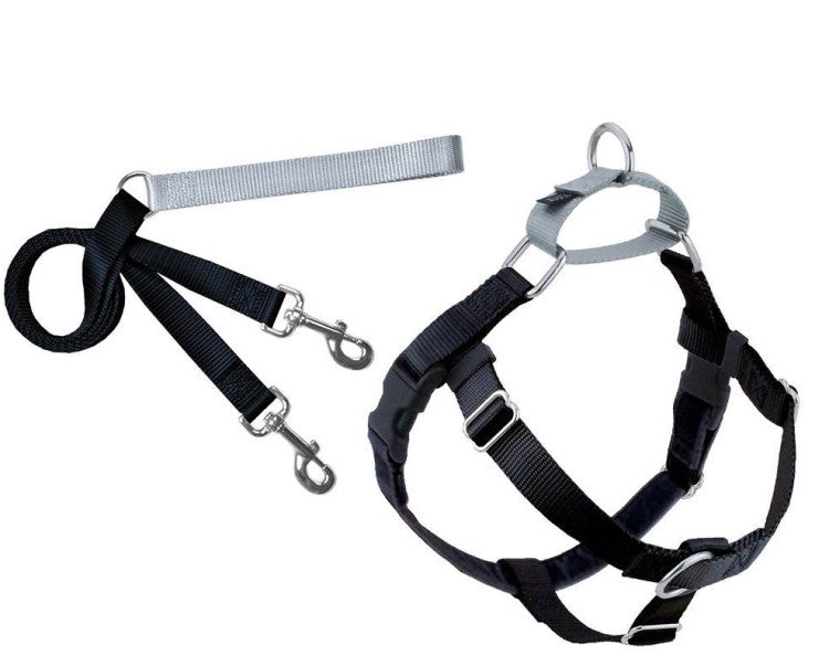2 Hounds: Freedom No-Pull Harness and Leash - Black / Medium 5/8