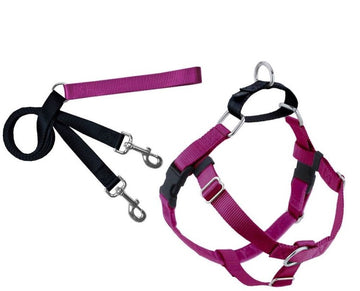 2 Hounds: Freedom No-Pull Harness and Leash - Raspberry / Medium 1"