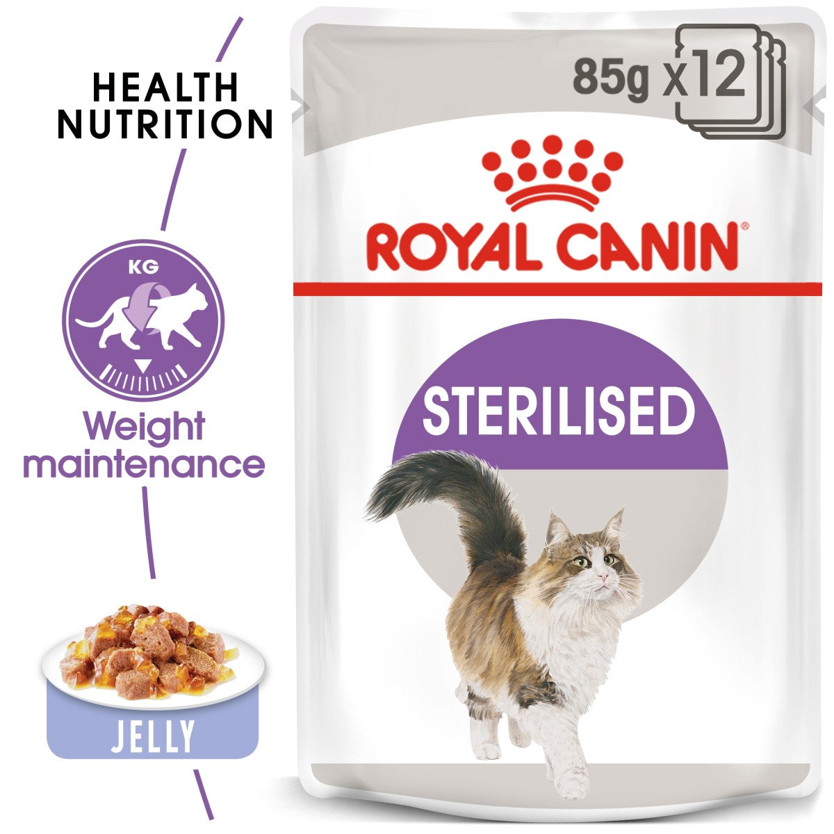 Royal Canin Feline Health Nutrition Sterilised Jelly (Wet Food - Pouches) 12 x 85 g