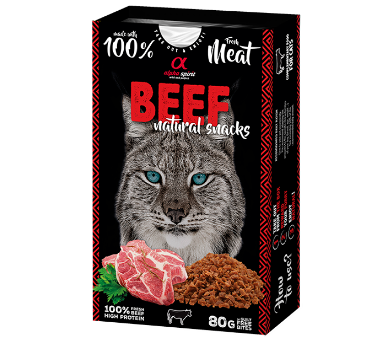 Alpha Spirit Natural Snacks for Cats Beef 80 g