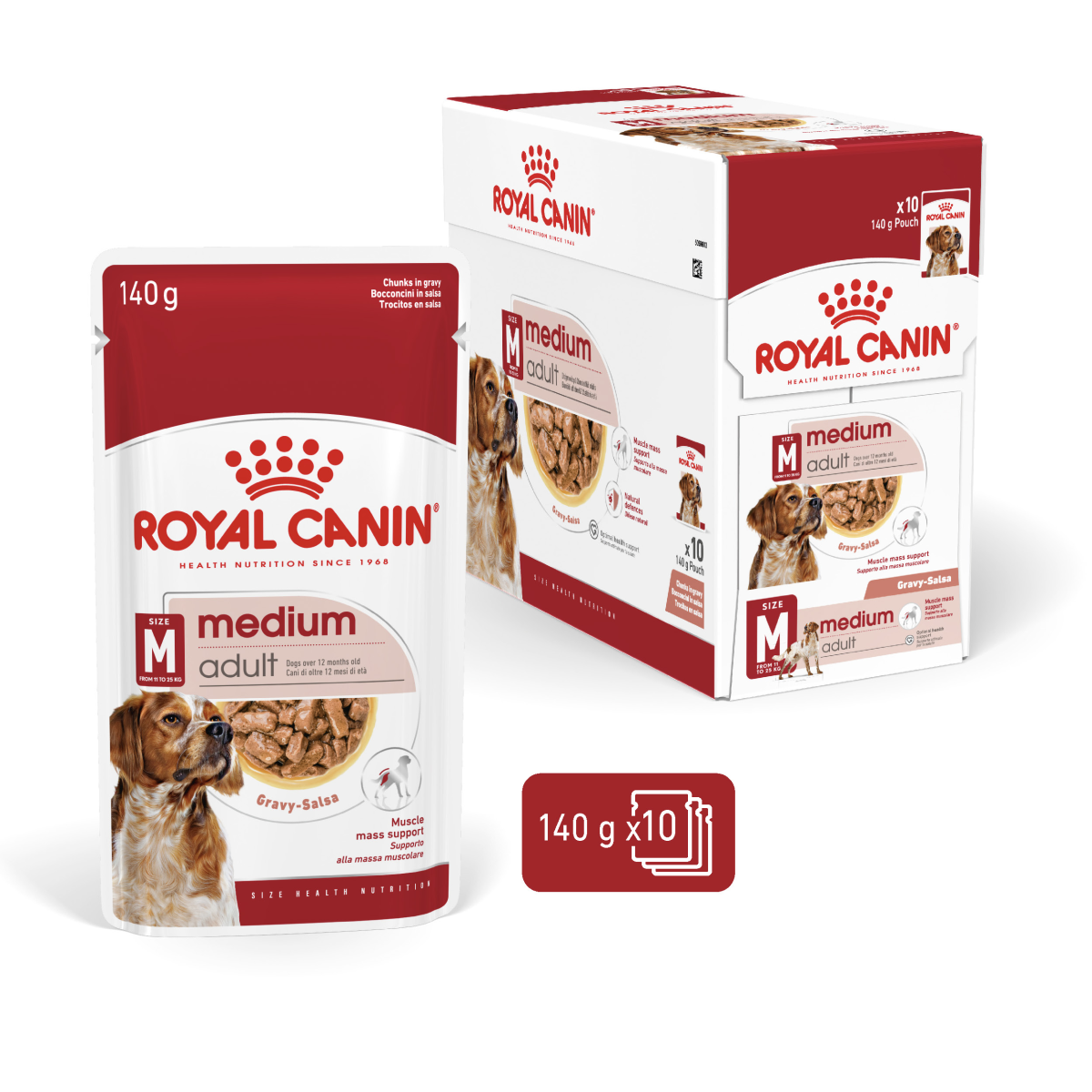 Royal Canin Size Health Nutrition Medium Adult (Wet Food - Pouches) 10 x 140 g