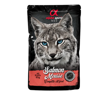 Alpha Spirit Salmon Mousse for Cats, 24 x 85 g Pouches