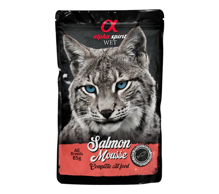 Alpha Spirit Salmon Mousse for Cats, 24 x 85 g Pouches