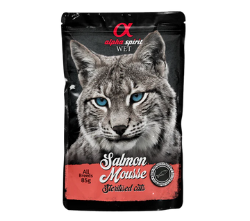 Alpha Spirit Salmon Mousse for Sterilized Cats, 24 x 85 g Pouches