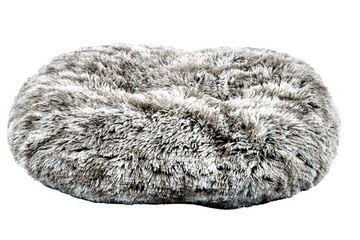 Oval Furry Cushion Bicolour Black 73 x 58 cm