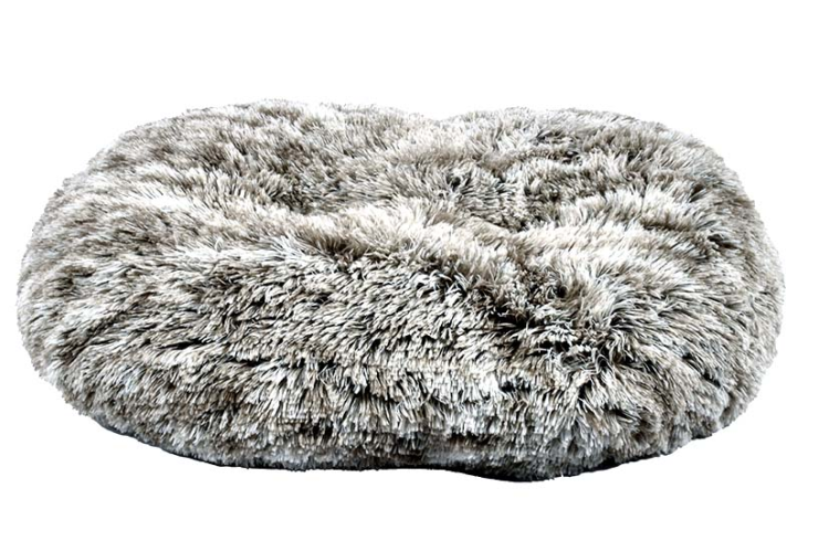 Oval Furry Cushion Bicolour Black 55 x 45 cm