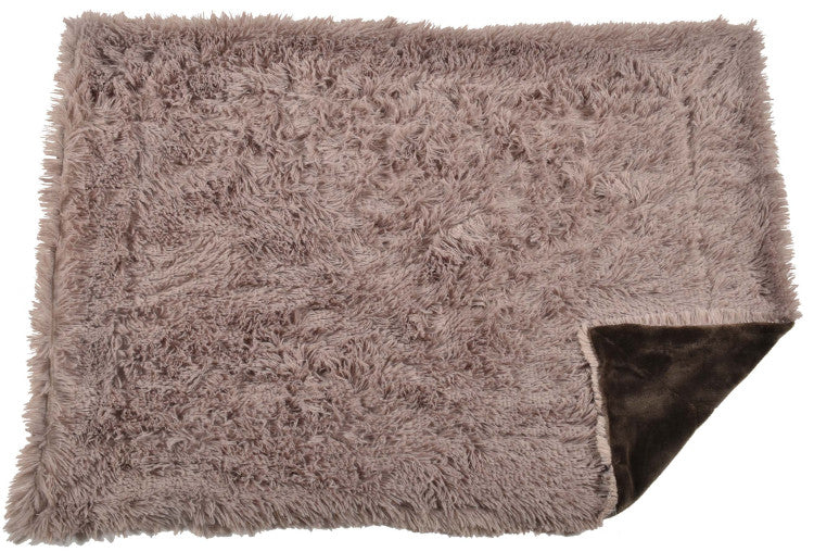 Plaid Furry Throw Brown, Large