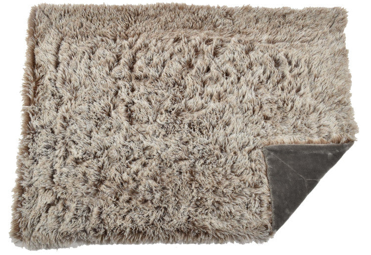 Plaid Furry Throw Grey, Large