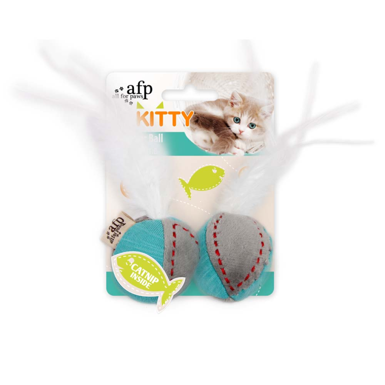 afp Kitty Feather Ball Turquoise