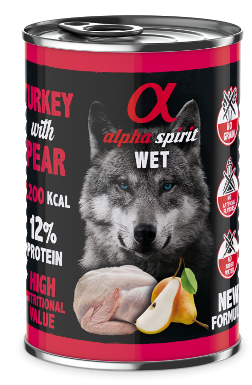 Alpha Spirit Canned Dog Food Turkey With Pear 400 g
