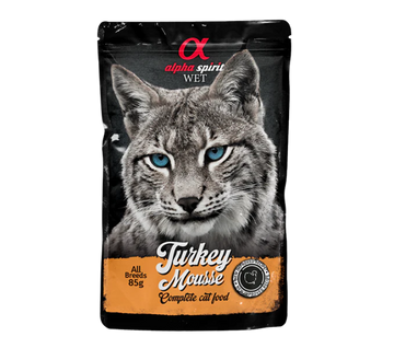 Alpha Spirit Turkey Mousse for Cats, 24 x 85 g Pouches