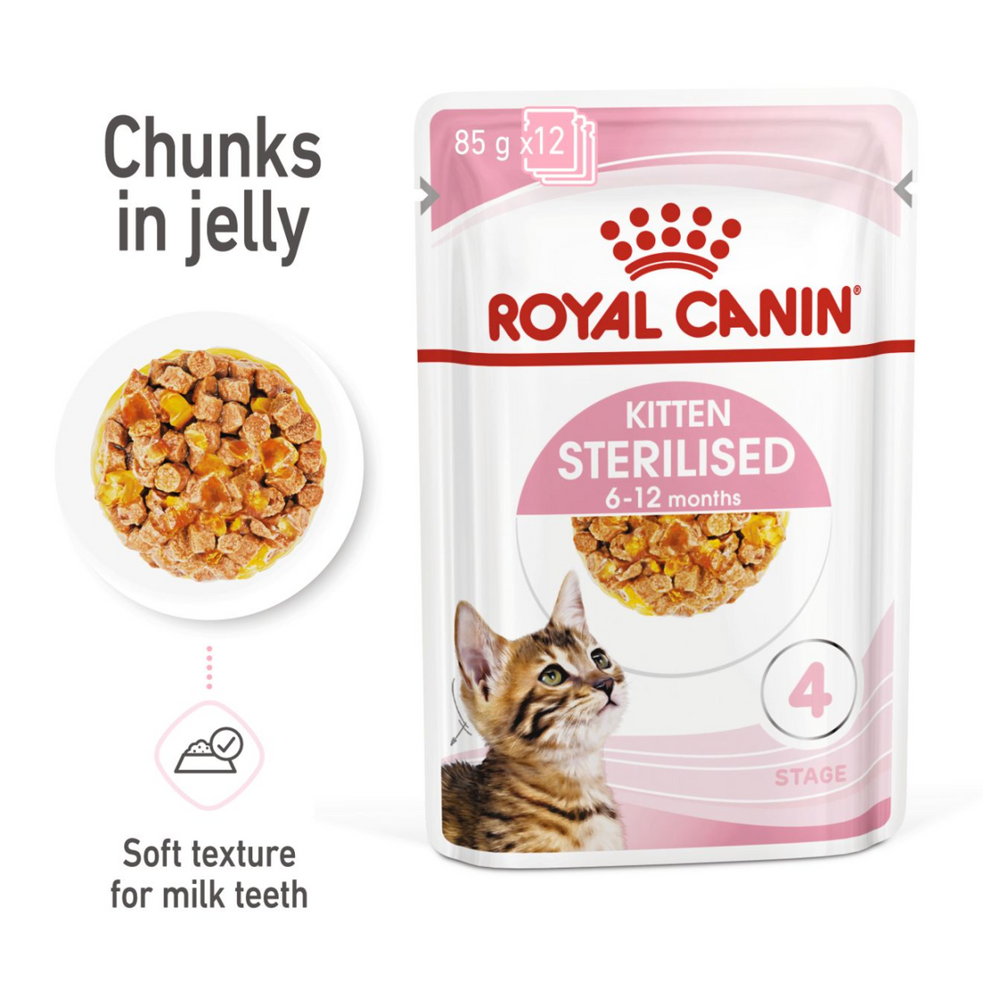 Royal Canin Feline Health Nutrition Kitten Sterilised Jelly (Wet Food - Pouches) 12 x 85 g