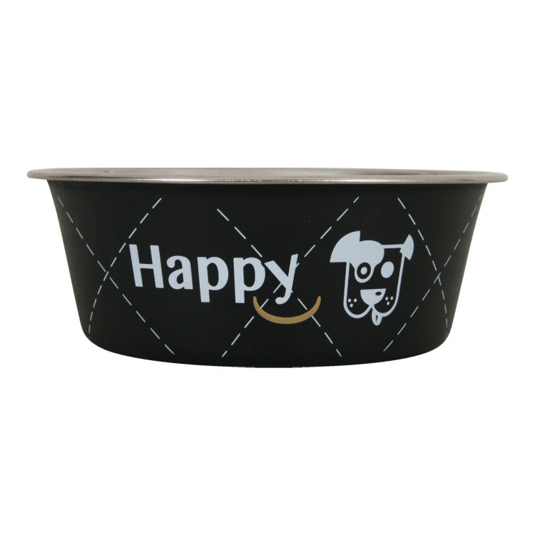 Happy Stainless Steel Dog Bowls Black