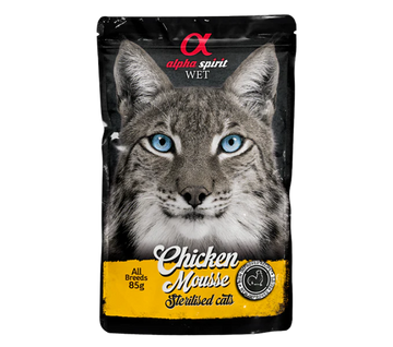 Alpha Spirit Chicken Mousse for Sterilized Cats, 24 x 85 g Pouches