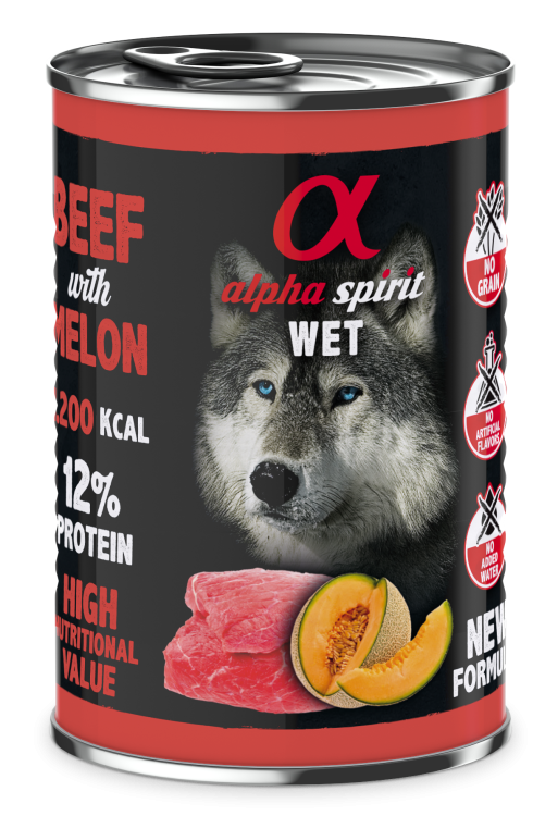 Alpha Spirit Canned Dog Food Beef With Melon 400 g