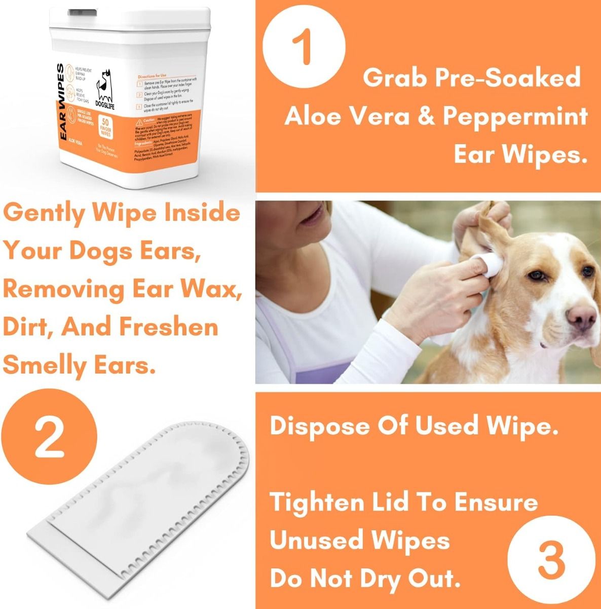 DogsLife Ear Wipes Aloe Vera Dog 50pcs