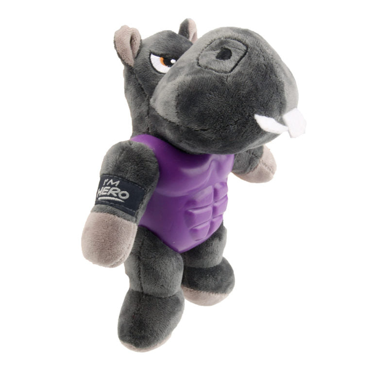 GiGwi Im Hero Armor Hippo TPR Plush with Squeaker Dog Toy