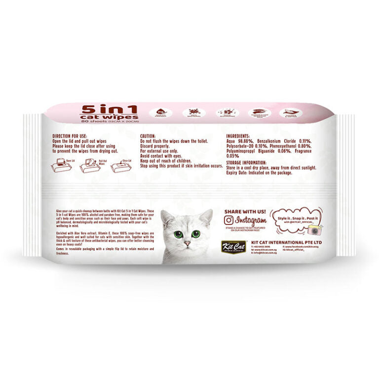 Kit Cat 5-in-1 Cat Wipes Unscented