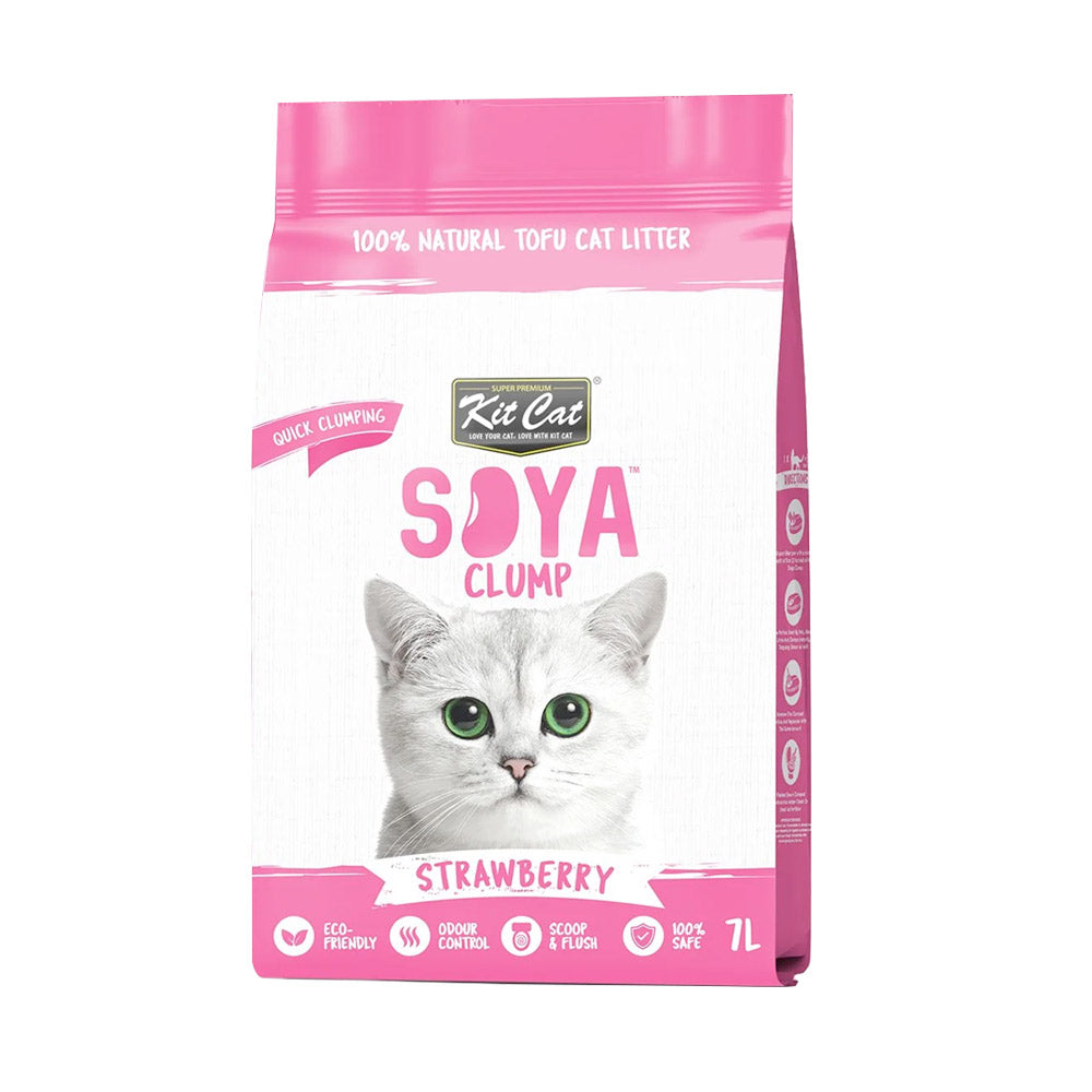 Kit Cat Soya Clump Soybean Litter – Strawberry 7L(1 Box – 6pcs)